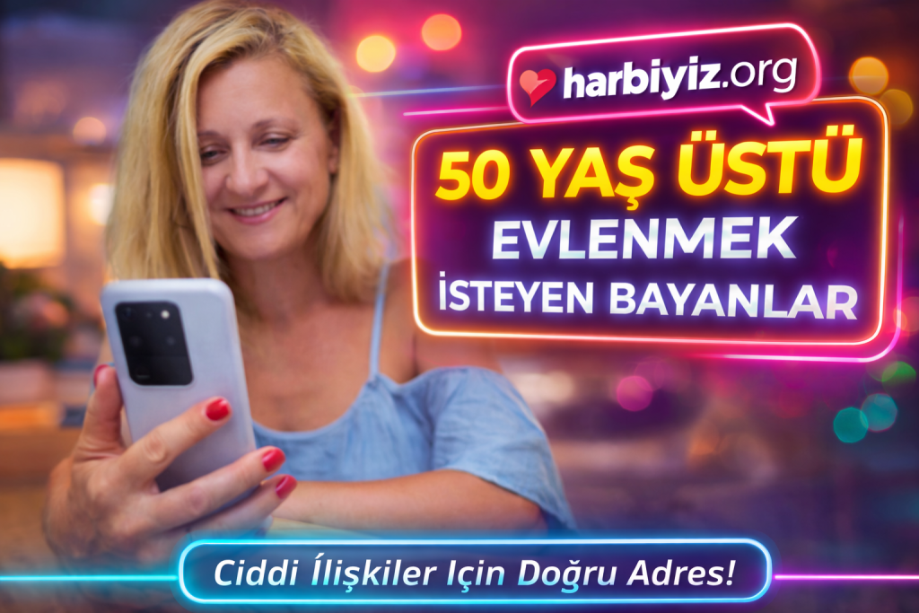 50-60 yaş arası dul bayanların ciddi evlilik arayışını anlatan romantik banner görseli