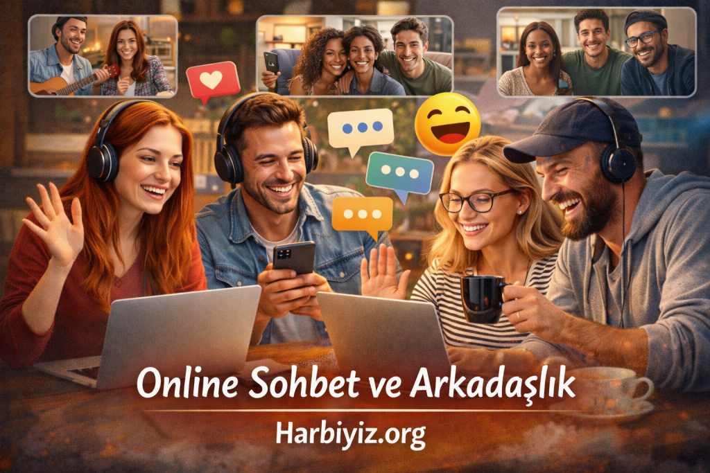 Sohbet odalarında farklı şehirlerden ve ilgi alanlarından kişilerle iletişim kuran insanlar.