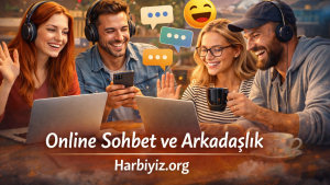 Sohbet odalarında farklı şehirlerden ve ilgi alanlarından kişilerle iletişim kuran insanlar.